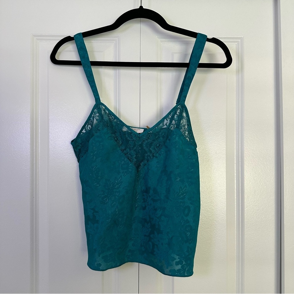 Victoria's Secret Vintage Gold Label Teal Lace Camisole Medium